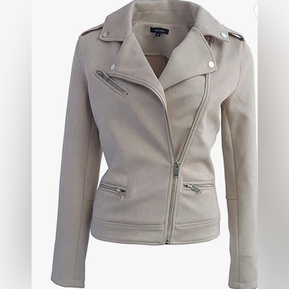 ODCOCD FAUX SUEDE STONE COLOR JACKET FOR WOMEN IN M SIZE. OUTERWEAR.